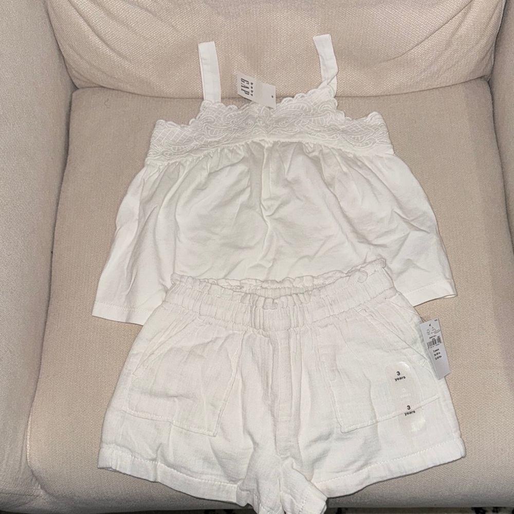 White Lace Trim Top and Shorts Set